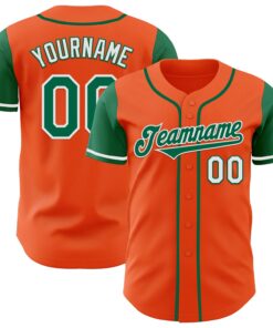 Custom Orange Kelly Green-White Authentic Two Tone Baseball Jersey