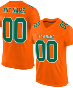 Custom Orange Kelly Green-White Mesh Authentic Football Jersey