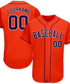 Custom Orange Navy-White Authentic Baseball Jersey