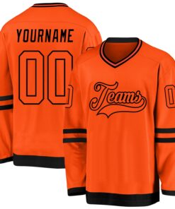 Custom Orange Orange-Black Hockey Jersey