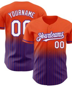 Custom Orange Pinstripe White-Purple Authentic Fade Fashion Baseball Jersey