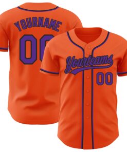 Custom Orange Purple-Black Authentic Baseball Jersey