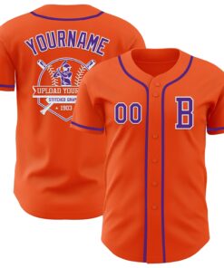 Custom Orange Purple-White Authentic Baseball Jersey