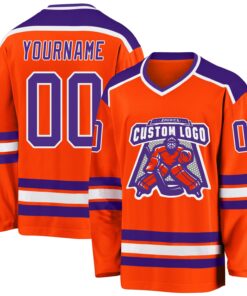 Custom Orange Purple-White Hockey Jersey