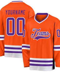 Custom Orange Purple-White Hockey Jersey