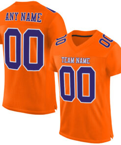 Custom Orange Purple-White Mesh Authentic Football Jersey