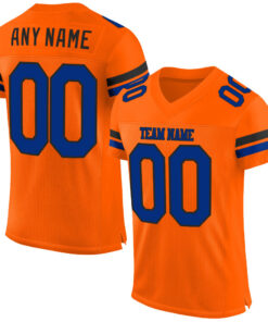 Custom Orange Royal-Black Mesh Authentic Football Jersey