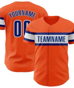 Custom Orange Royal-White Authentic Baseball Jersey