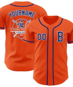 Custom Orange Royal-White Authentic Baseball Jersey