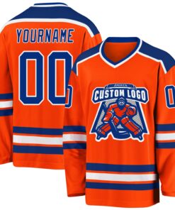 Custom Orange Royal-White Hockey Jersey