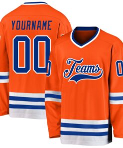 Custom Orange Royal-White Hockey Jersey