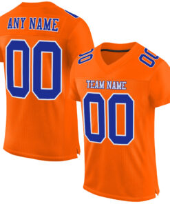 Custom Orange Royal-White Mesh Authentic Football Jersey