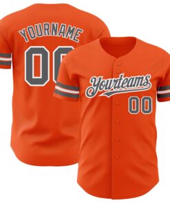 Custom Orange Steel Gray-White Authentic Baseball Jersey