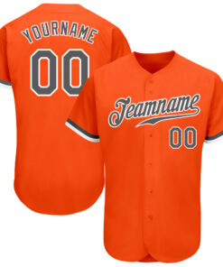 Custom Orange Steel Gray-White Authentic Baseball Jersey