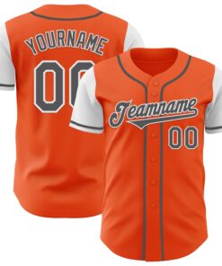 Custom Orange Steel Gray-White Authentic Two Tone Baseball Jersey