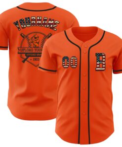 Custom Orange Vintage USA Flag-Black Authentic Baseball Jersey
