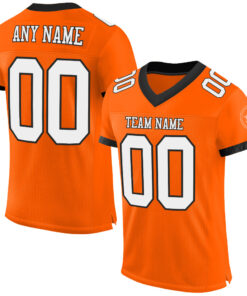 Custom Orange White-Black Mesh Authentic Football Jersey