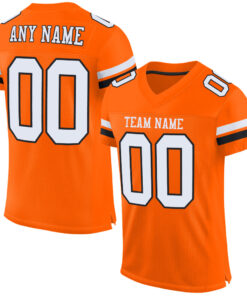 Custom Orange White-Black Mesh Authentic Football Jersey