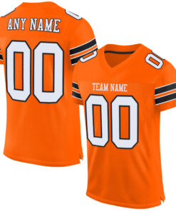 Custom Orange White-Black Mesh Authentic Football Jersey