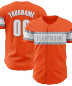 Custom Orange White-Gray Authentic Baseball Jersey