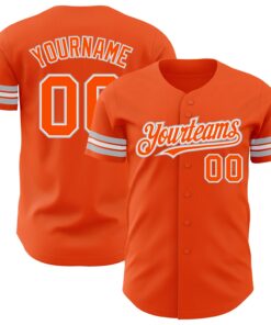 Custom Orange White-Gray Authentic Baseball Jersey