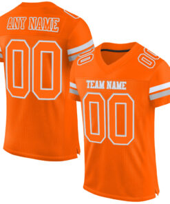 Custom Orange White-Gray Mesh Authentic Football Jersey