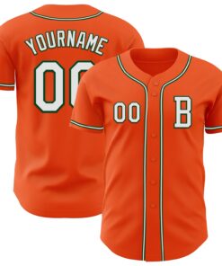 Custom Orange White-Green Authentic Baseball Jersey