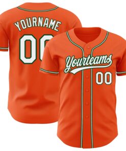 Custom Orange White-Green Authentic Baseball Jersey