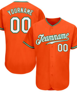 Custom Orange White-Kelly Green Authentic Baseball Jersey
