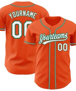 Custom Orange White-Kelly Green Authentic Baseball Jersey