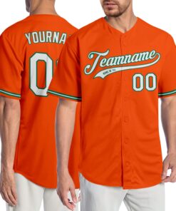 Custom Orange White-Kelly Green Authentic Baseball Jersey