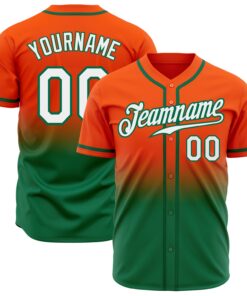 Custom Orange White-Kelly Green Authentic Fade Fashion Baseball Jersey
