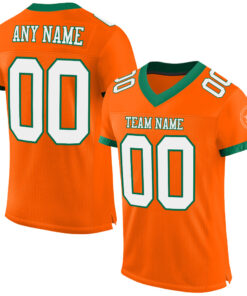 Custom Orange White-Kelly Green Mesh Authentic Football Jersey