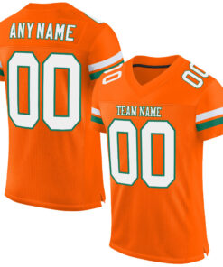 Custom Orange White-Kelly Green Mesh Authentic Football Jersey