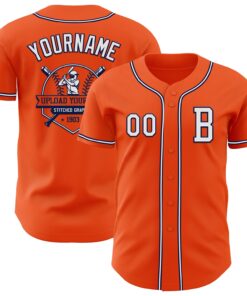 Custom Orange White-Navy Authentic Baseball Jersey