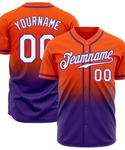 Custom Orange White-Purple Authentic Fade Fashion Baseball Jersey