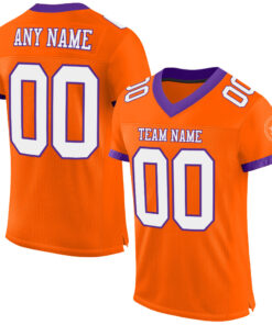 Custom Orange White-Purple Mesh Authentic Football Jersey