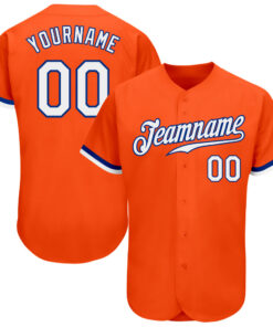Custom Orange White-Royal Authentic Baseball Jersey