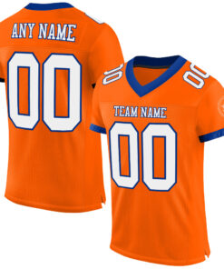 Custom Orange White-Royal Mesh Authentic Football Jersey