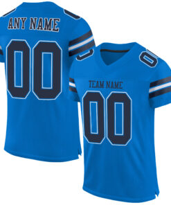 Custom Panther Blue Navy-White Mesh Authentic Football Jersey