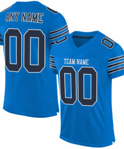 Custom Panther Blue Navy-White Mesh Authentic Football Jersey
