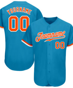 Custom Panther Blue Orange-White Authentic Baseball Jersey