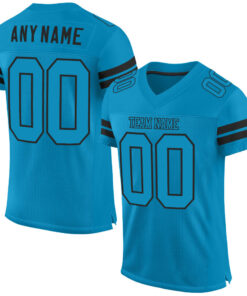 Custom Panther Blue Panther Blue-Black Mesh Authentic Football Jersey