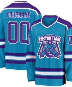 Custom Panther Blue Purple-White Hockey Jersey