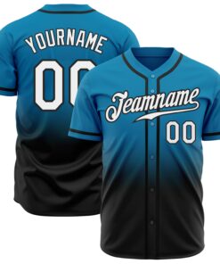 Custom Panther Blue White-Black Authentic Fade Fashion Baseball Jersey