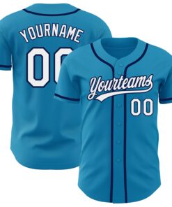 Custom Panther Blue White-Navy Authentic Baseball Jersey