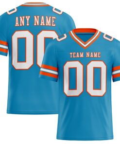 Custom Panther Blue White-Orange Mesh Authentic Football Jersey