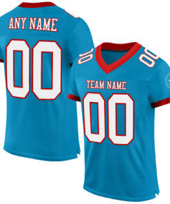 Custom Panther Blue White-Red Mesh Authentic Football Jersey