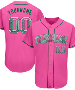 Custom Pink Kelly Green-White Authentic Drift Fashion Baseball Jersey