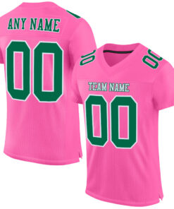 Custom Pink Kelly Green-White Mesh Authentic Football Jersey